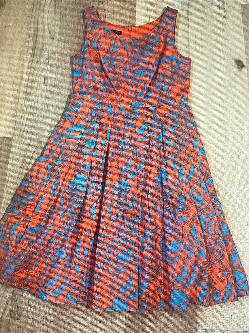 Talbots Orange and Blue Floral Fit & Flare Sundress